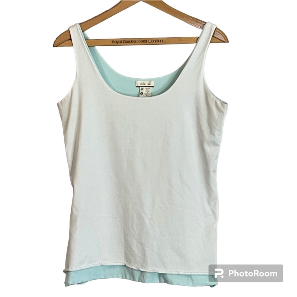 Matilda Jane Aqua and off white layered tank top. Women’s size large.
